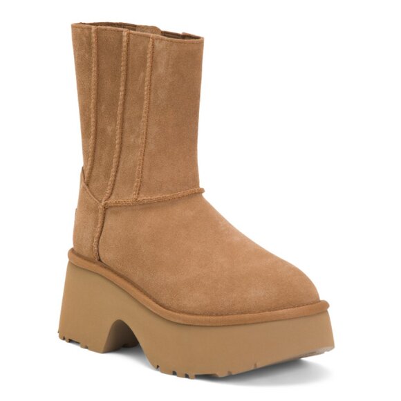 UGG Chestnut Suede Classic Twin Seam New Heights Boots - Picture 1 of 2